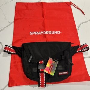 NEW Sprayground black, red & white fanny pack with red sprayground duster bag